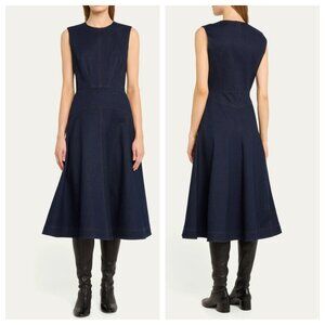Elie Tahari Denim Flare Midi Dress